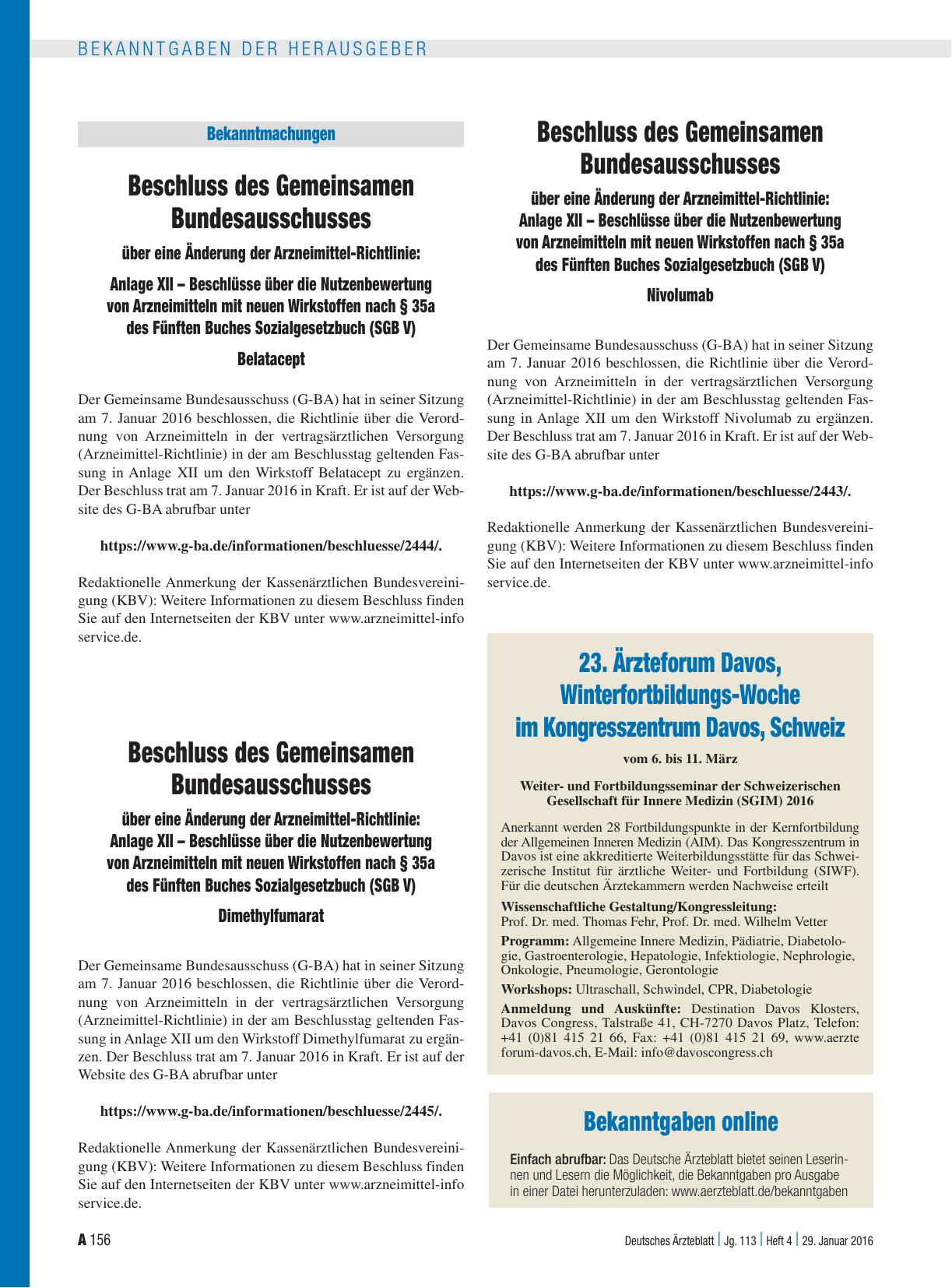 Vorschauseite 1: Bekanntgaben online