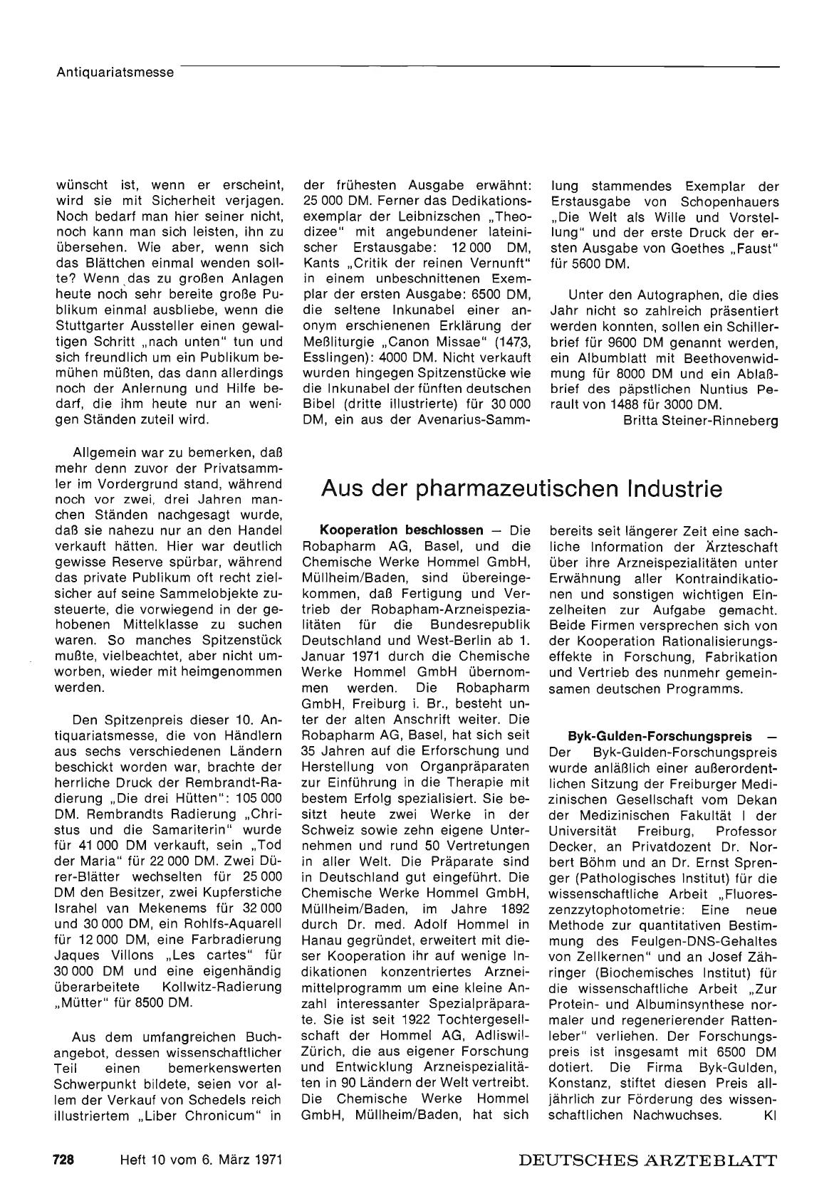 Vorschauseite 1: Aus der pharmazeutischen Industrie