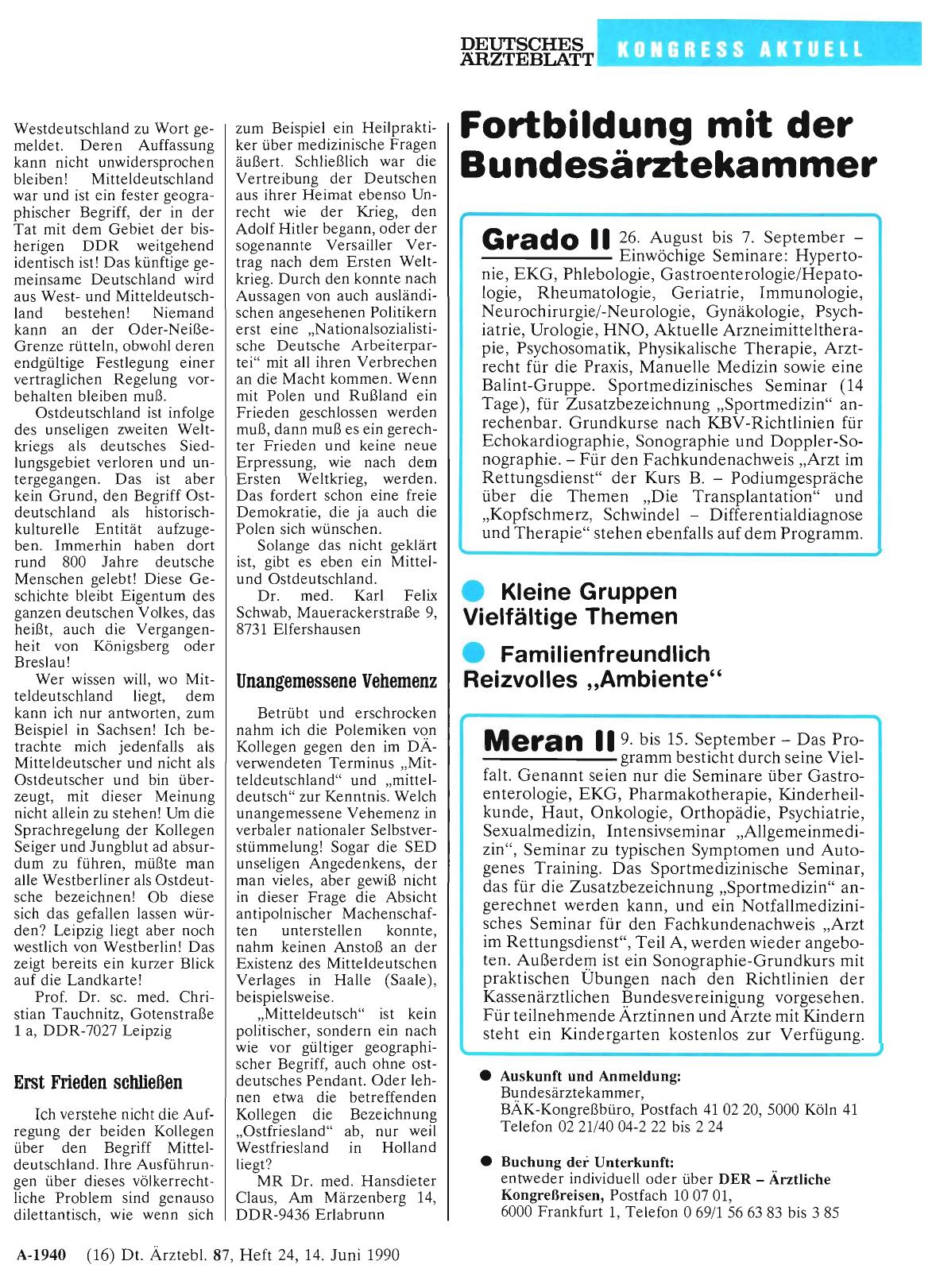 Vorschauseite 1: Fortbildung mit der Bundesärztekammer