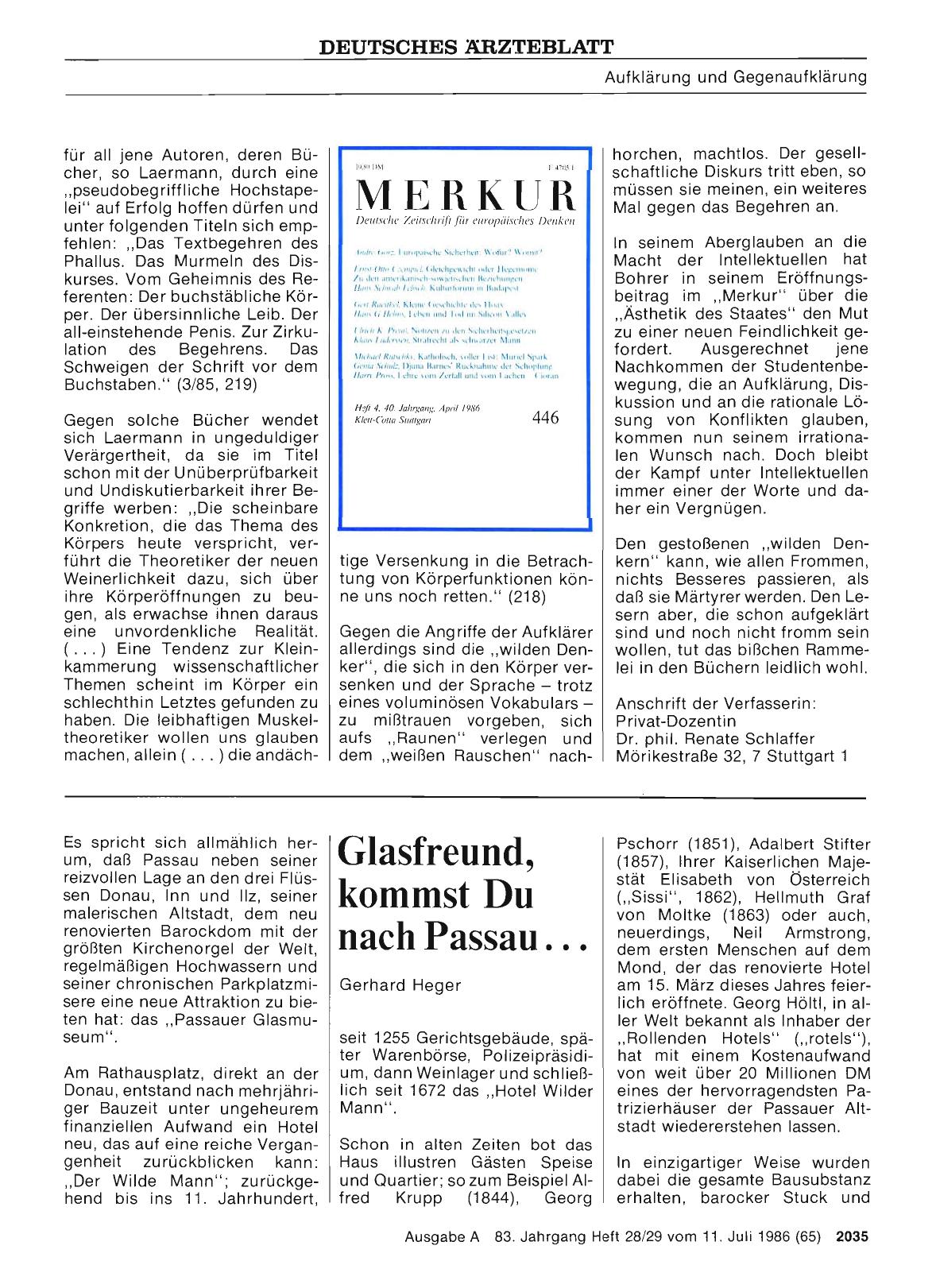 Vorschauseite 1: Glasfreund, kommst Du nach Passau. ..