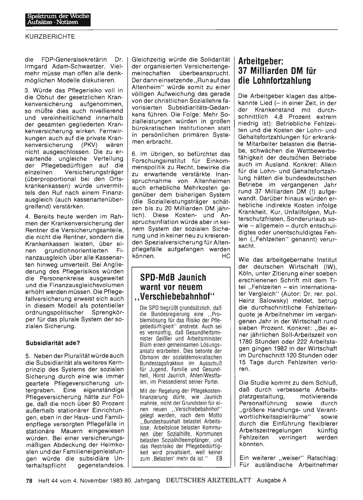 Vorschauseite 1: Arbeitgeber: 37 Milliarden DM für die Lohnfortzahlung