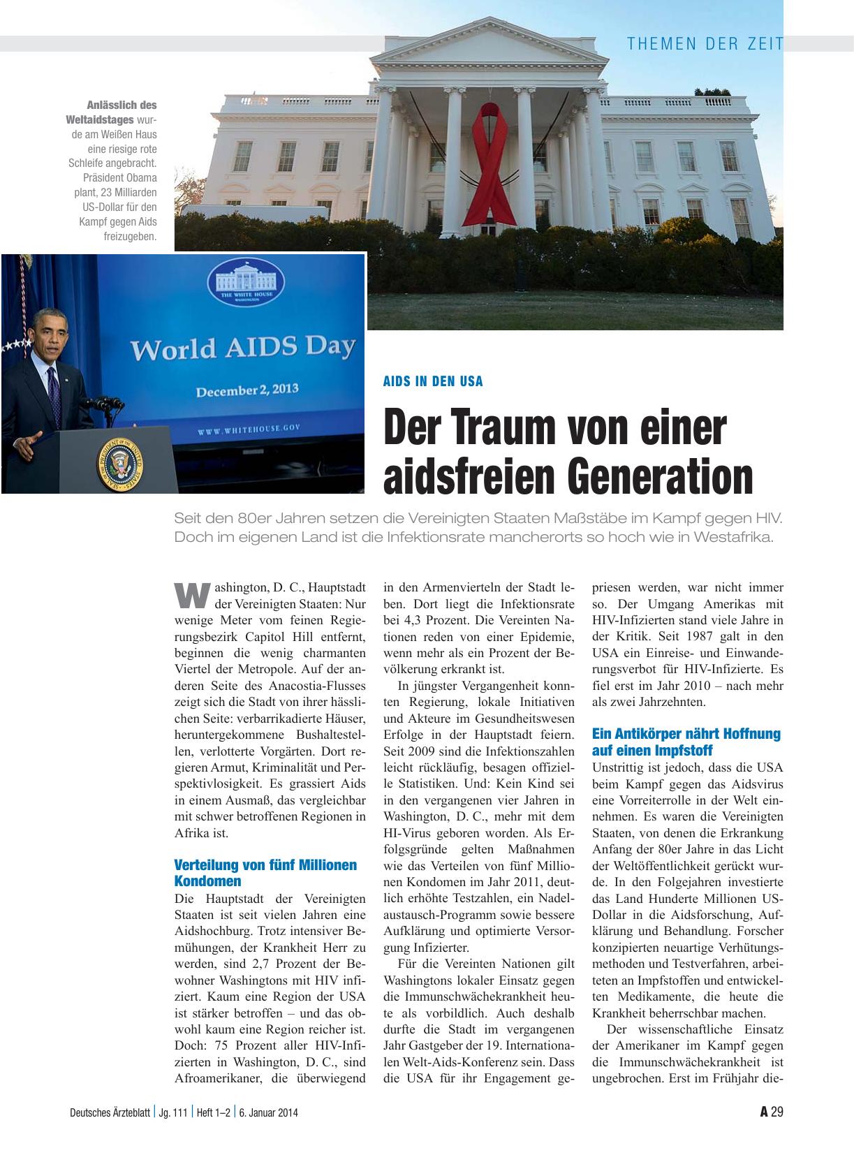 Vorschauseite 1: Aids in den USA: Der Traum von einer aidsfreien Generation