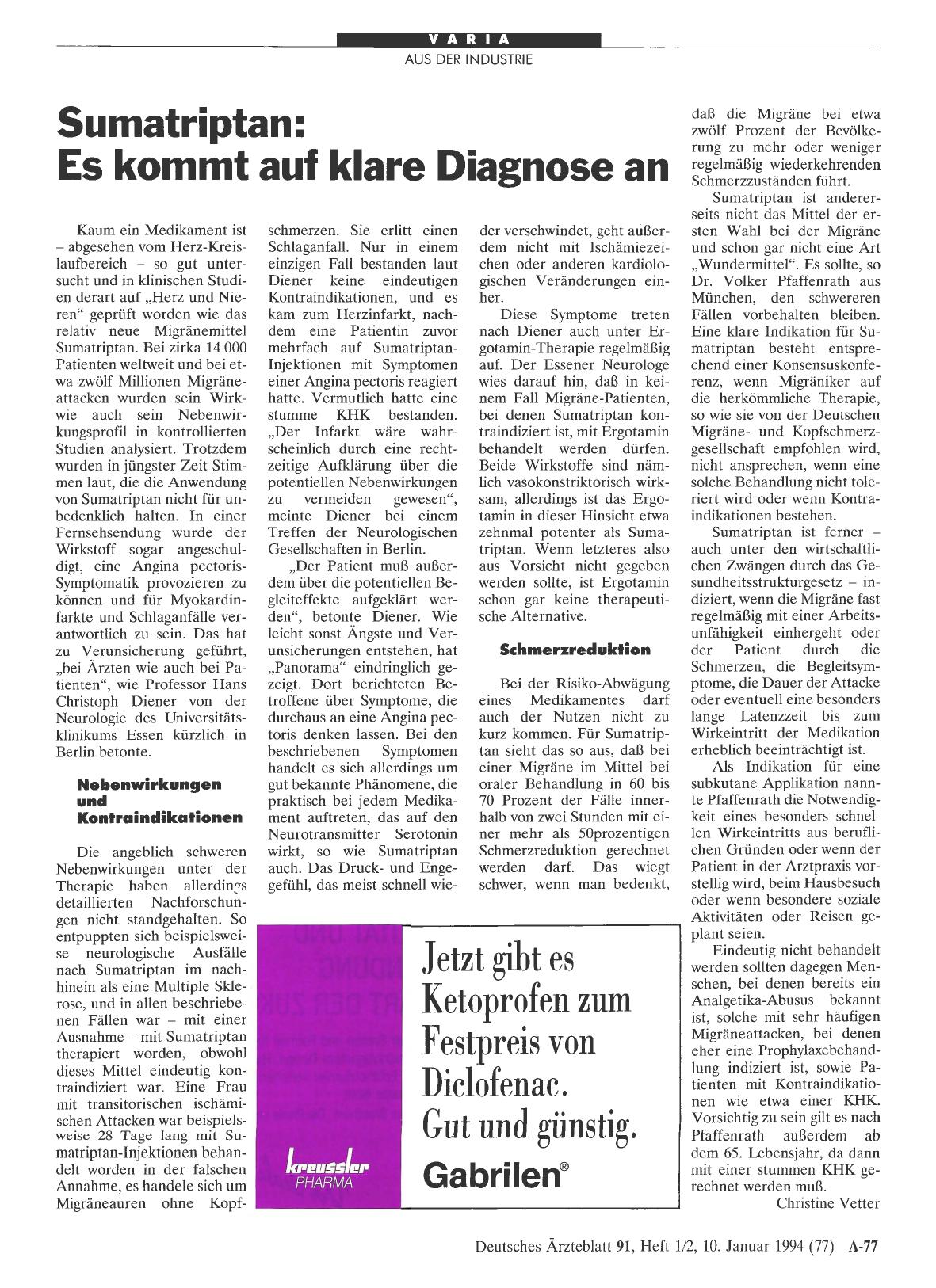 Vorschauseite 1: Sumatriptan: Es kommt auf klare Diagnose an