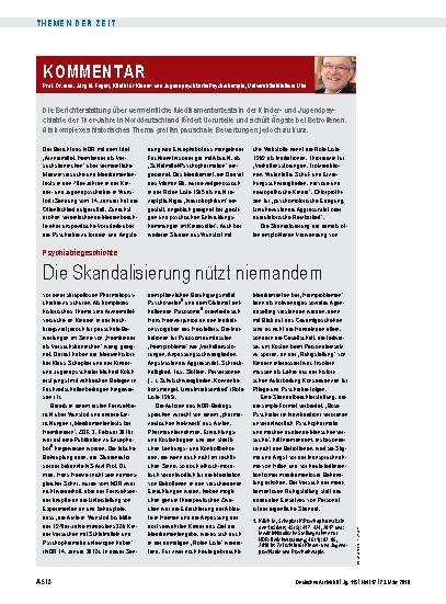 Vorschauseite 1: Psychiatriegeschichte: Die Skandalisierung nützt niemandem