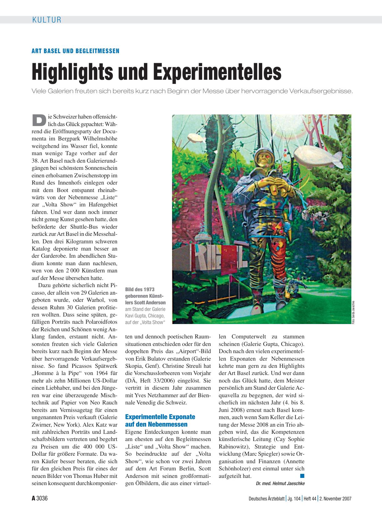 Vorschauseite 1: Art Basel und Begleitmessen: Highlights und Experimentelles