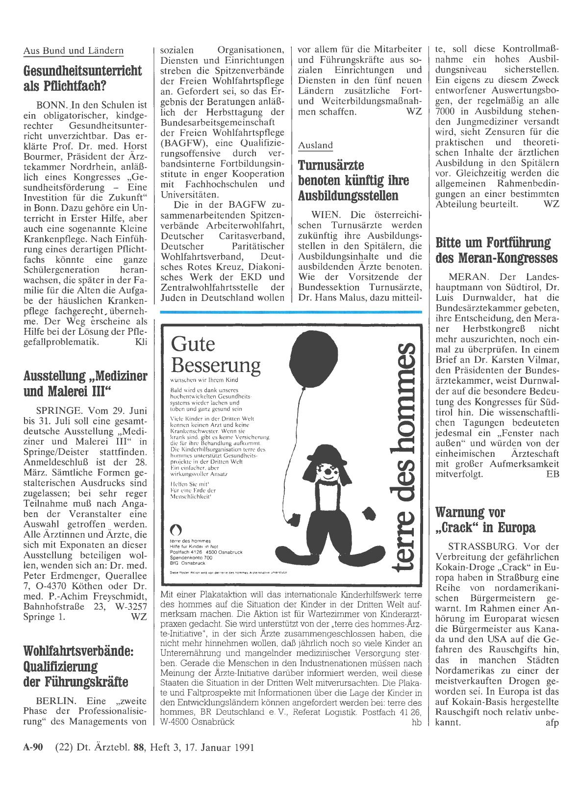 Vorschauseite 1: Bitte um Fortführung des Meran-Kongresses