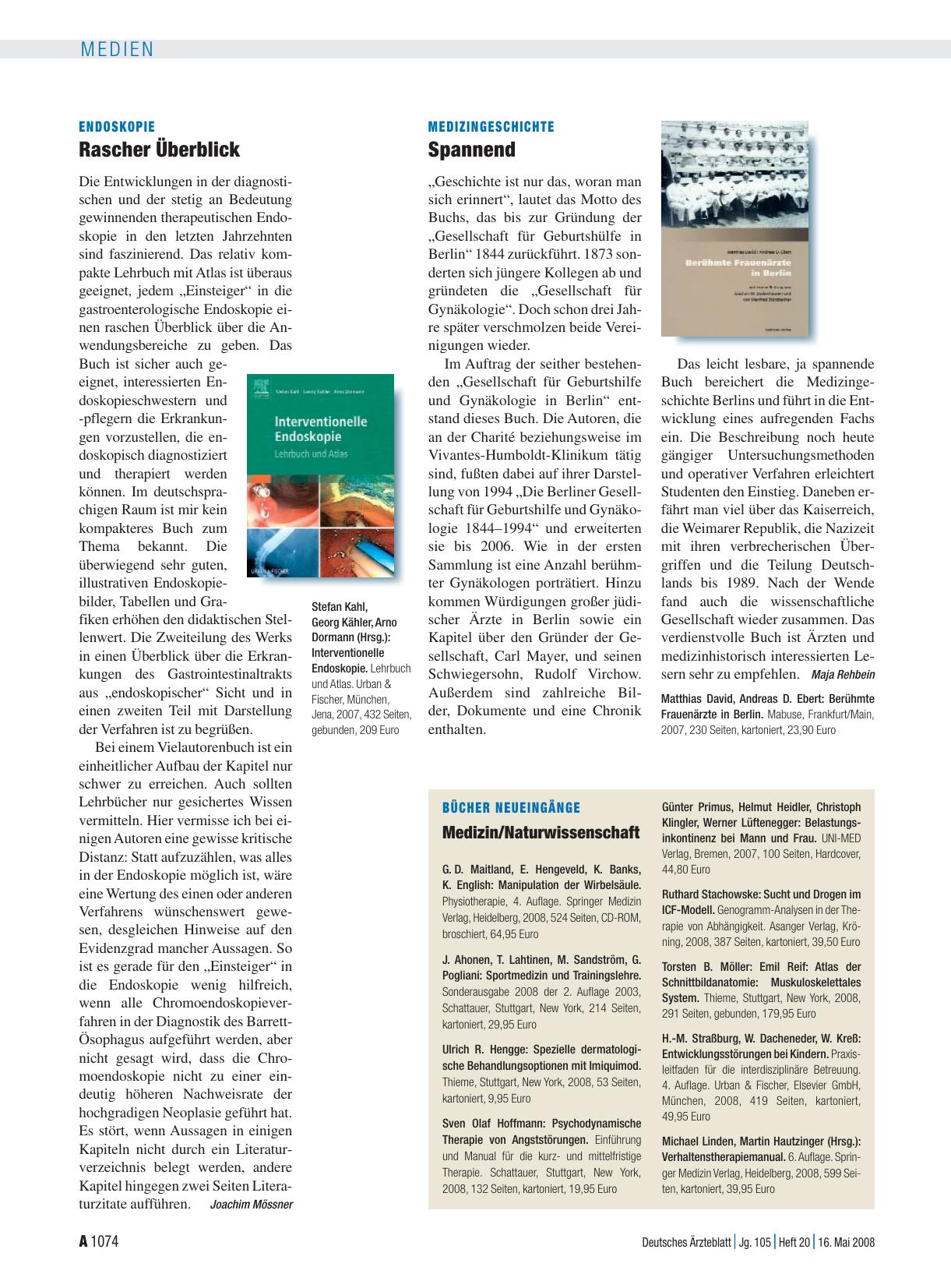 Vorschauseite 1: Bücher Neueingänge: Medizin/Naturwissenschaft