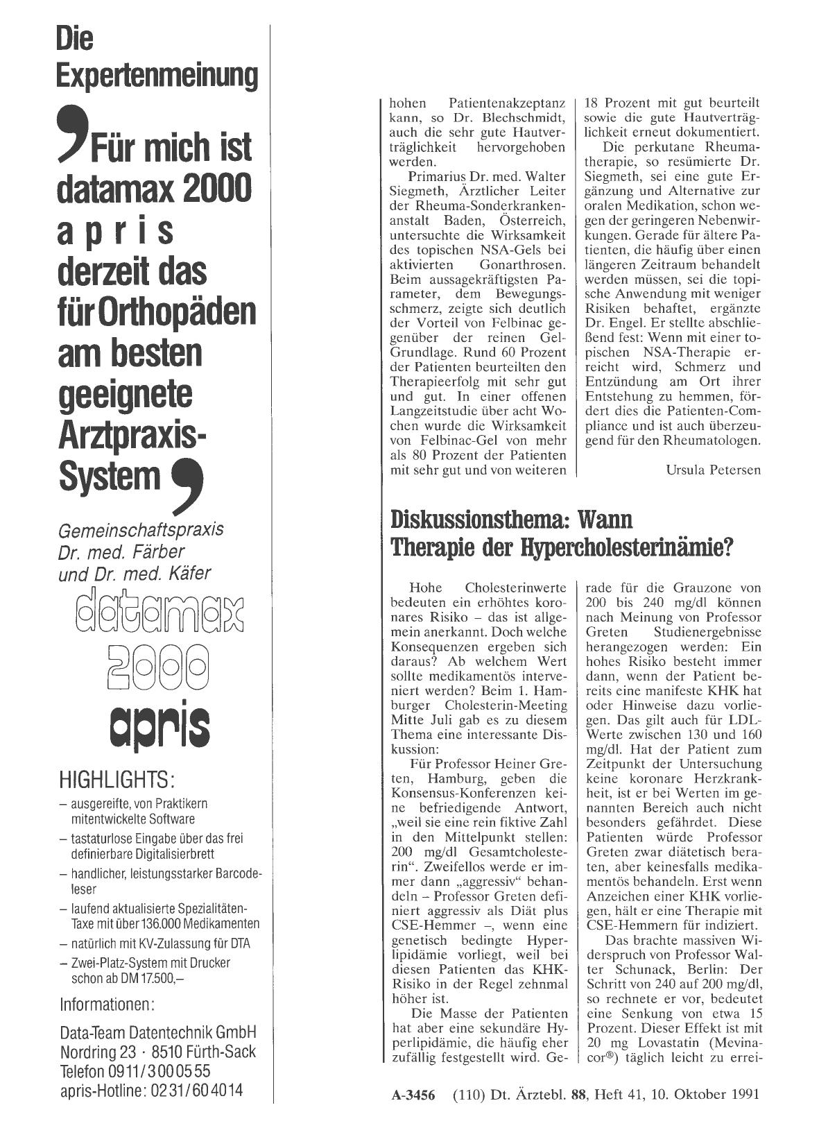 Vorschauseite 1: Diskussionsthema: Wann Therapie der Hypercholesterinämie?