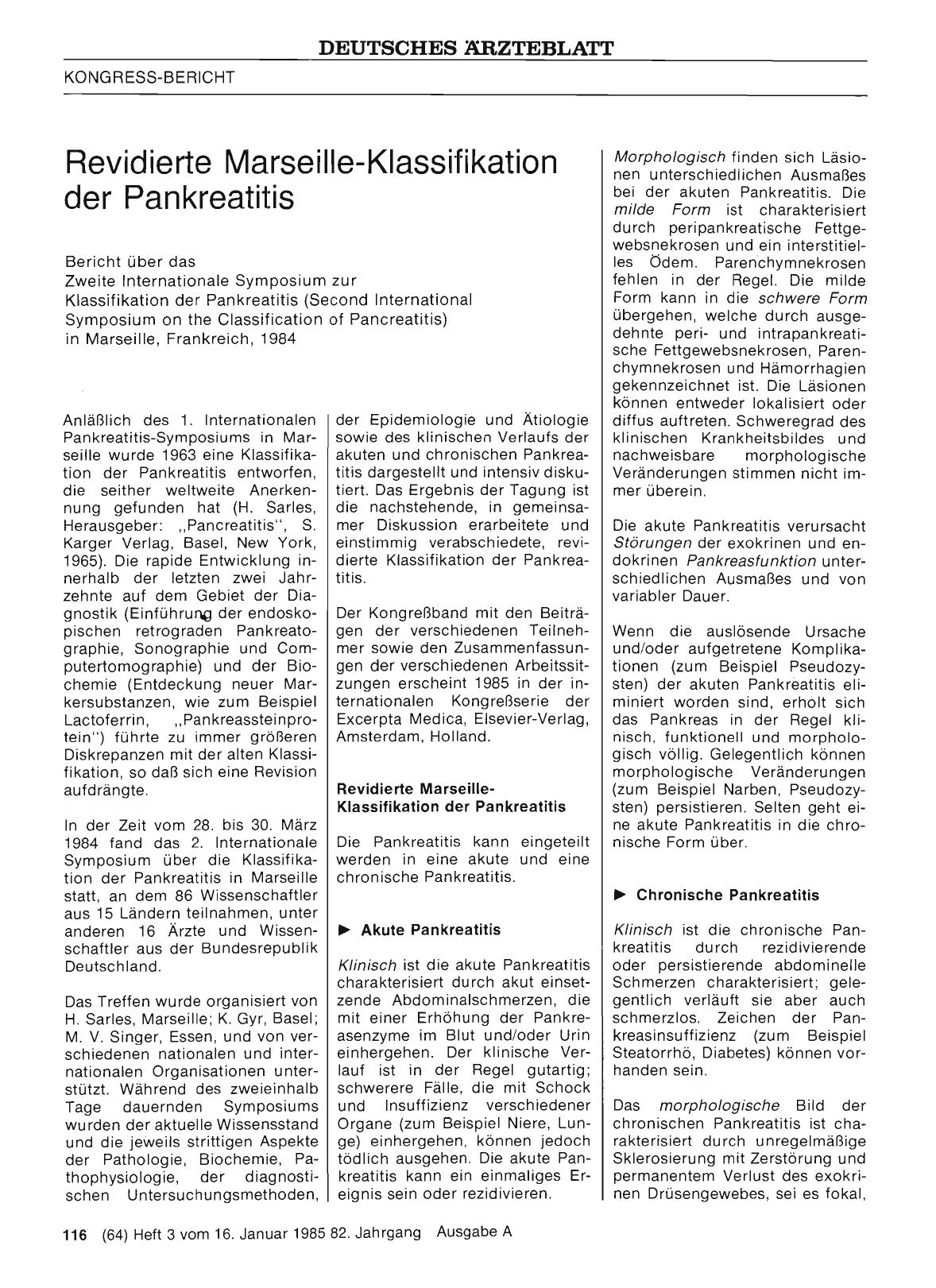 Vorschauseite 1: Revidierte Marseille-Klassifikation der Pankreatitis