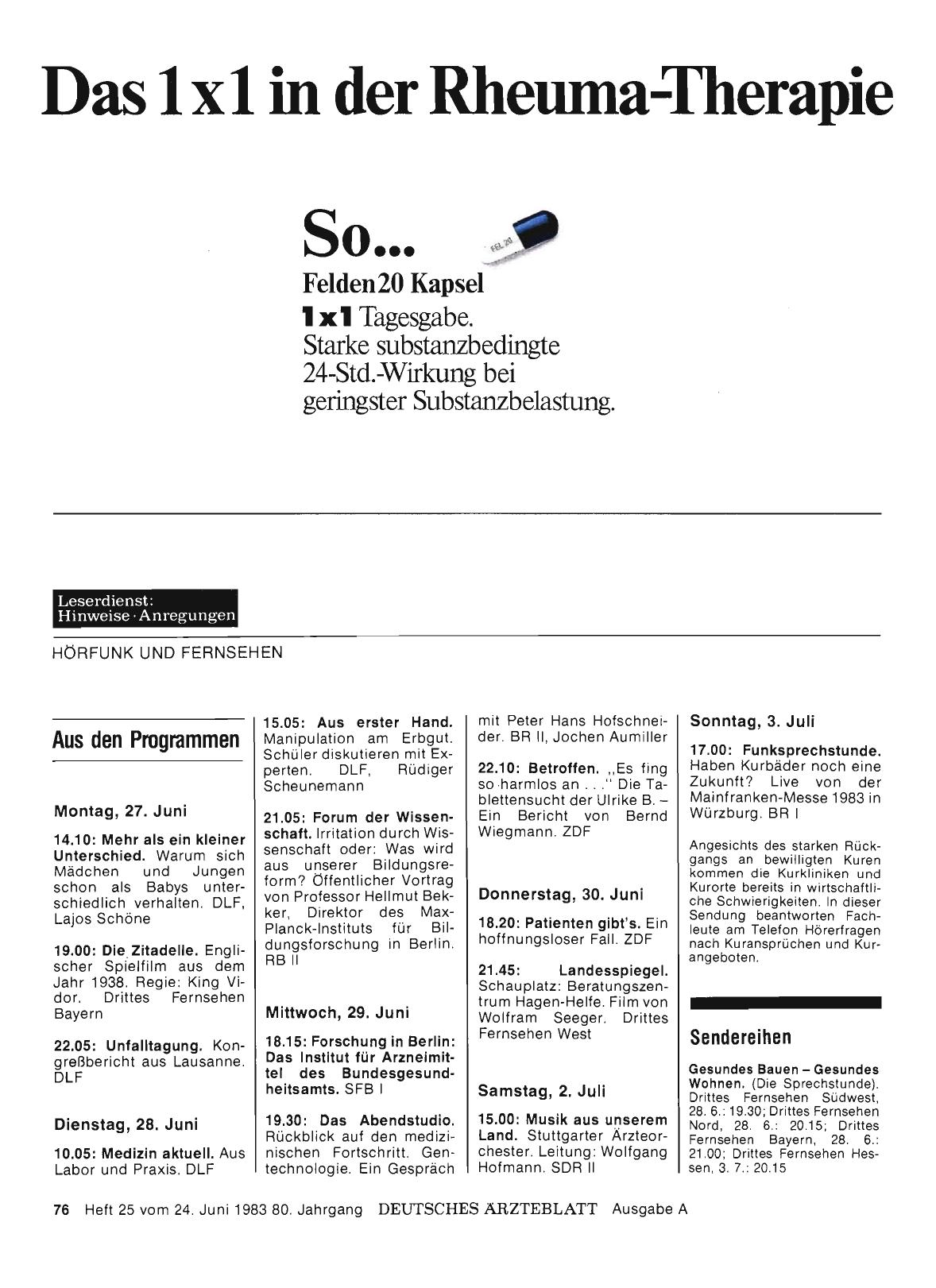 Vorschauseite 1: Aus den Programmen