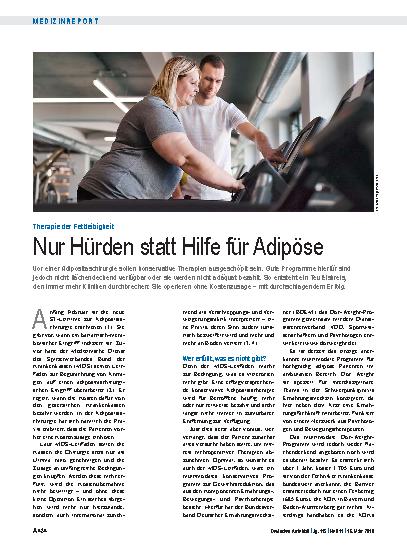 Vorschauseite 1: Therapie der Fettleibigkeit: Nur Hürden statt Hilfe für Adipöse