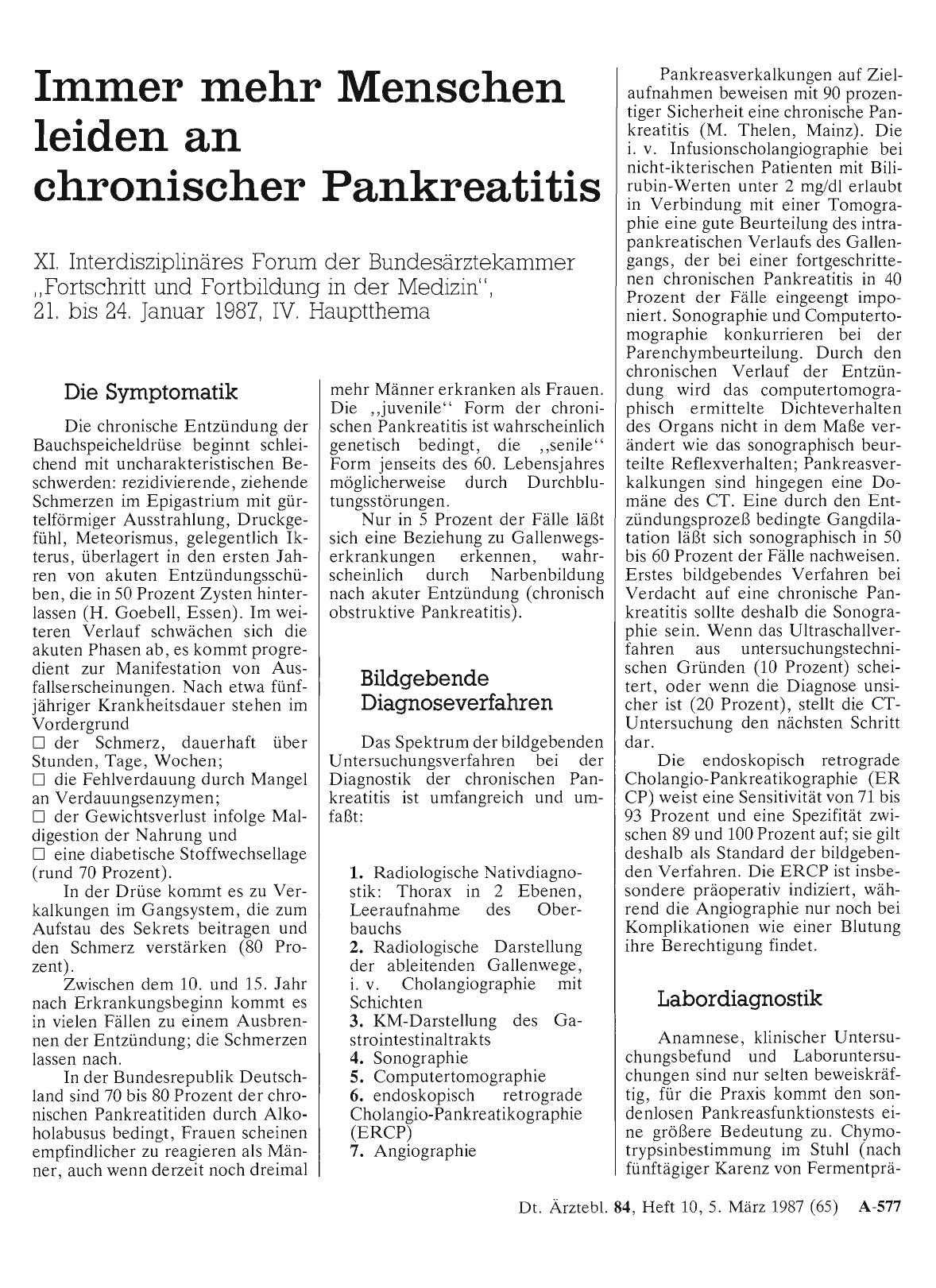 Vorschauseite 1: Immer mehr Menschen leiden an chronischer Pankreatitis