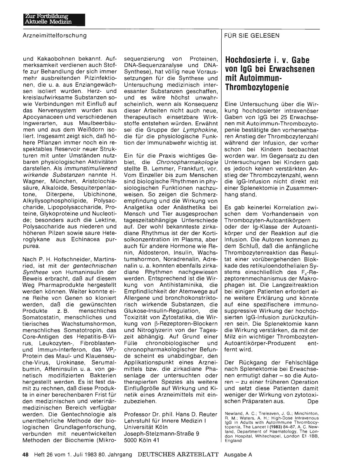 Vorschauseite 1: Hochdosierte i. v. Gabe von IgG bei Erwachsenen mit Autoimmun-Thrombozytopenie