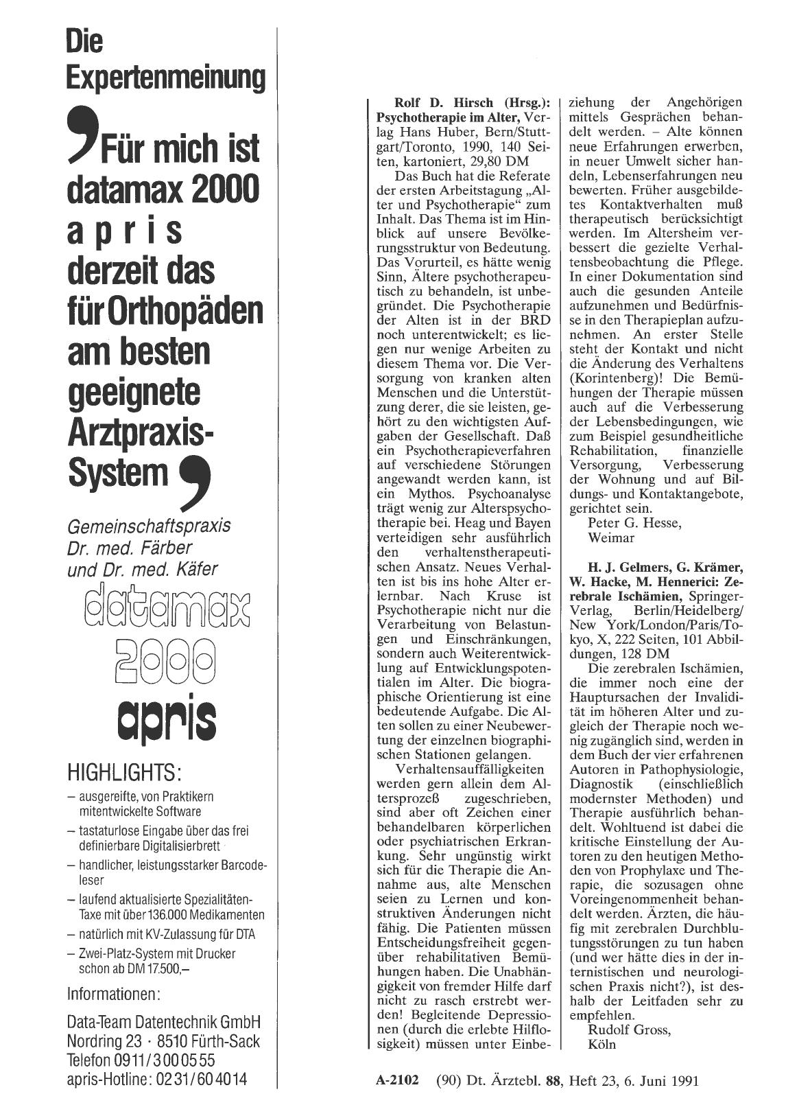 Vorschauseite 1: Rolf D. Hirsch (Hrsg. ): Psychotherapie im Alter