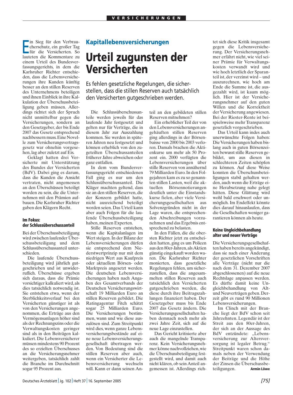 Vorschauseite 1: Kapitallebensversicherungen: Urteil zugunsten der Versicherten