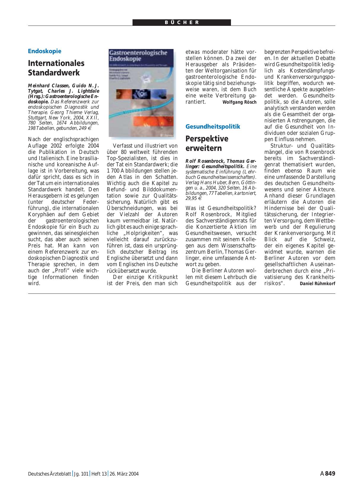 Vorschauseite 1: Gesundheitspolitik