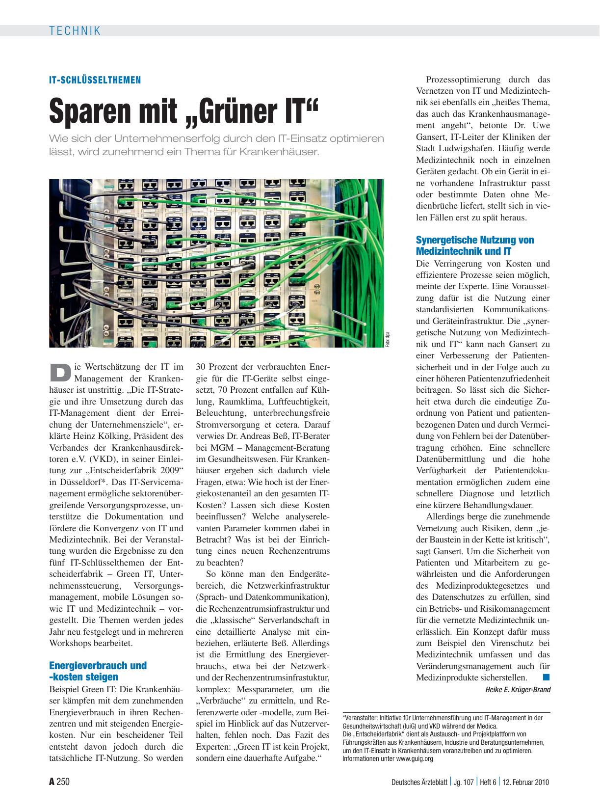 Vorschauseite 1: IT-Schlüsselthemen: Sparen mit „Grüner IT“