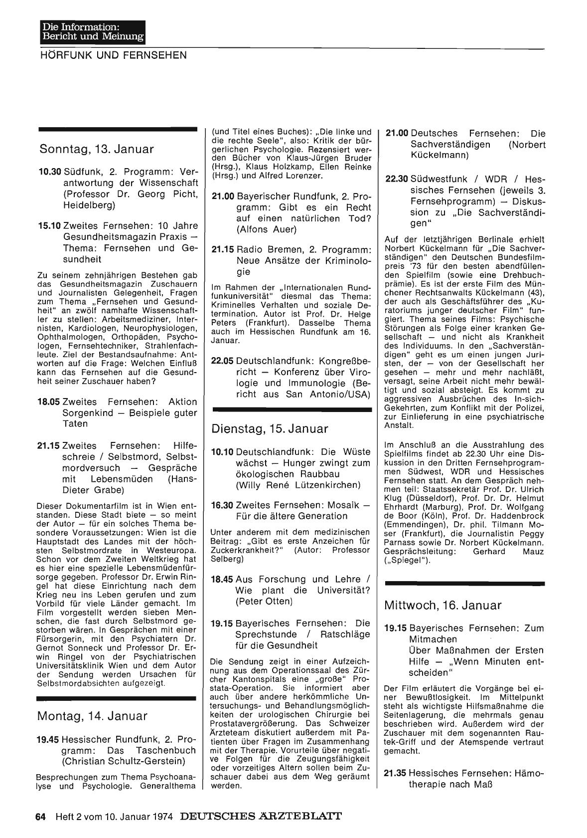 Vorschauseite 1: Hörfunk und Fernsehen
