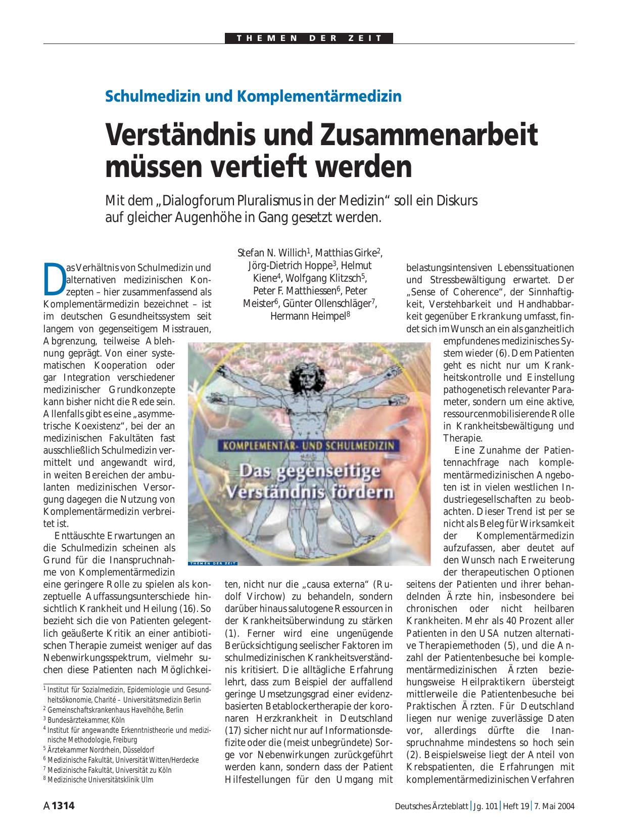 Vorschauseite 1: Schulmedizin und Komplementärmedizin: Verständnis und Zusammenarbeit müssen vertieft werden