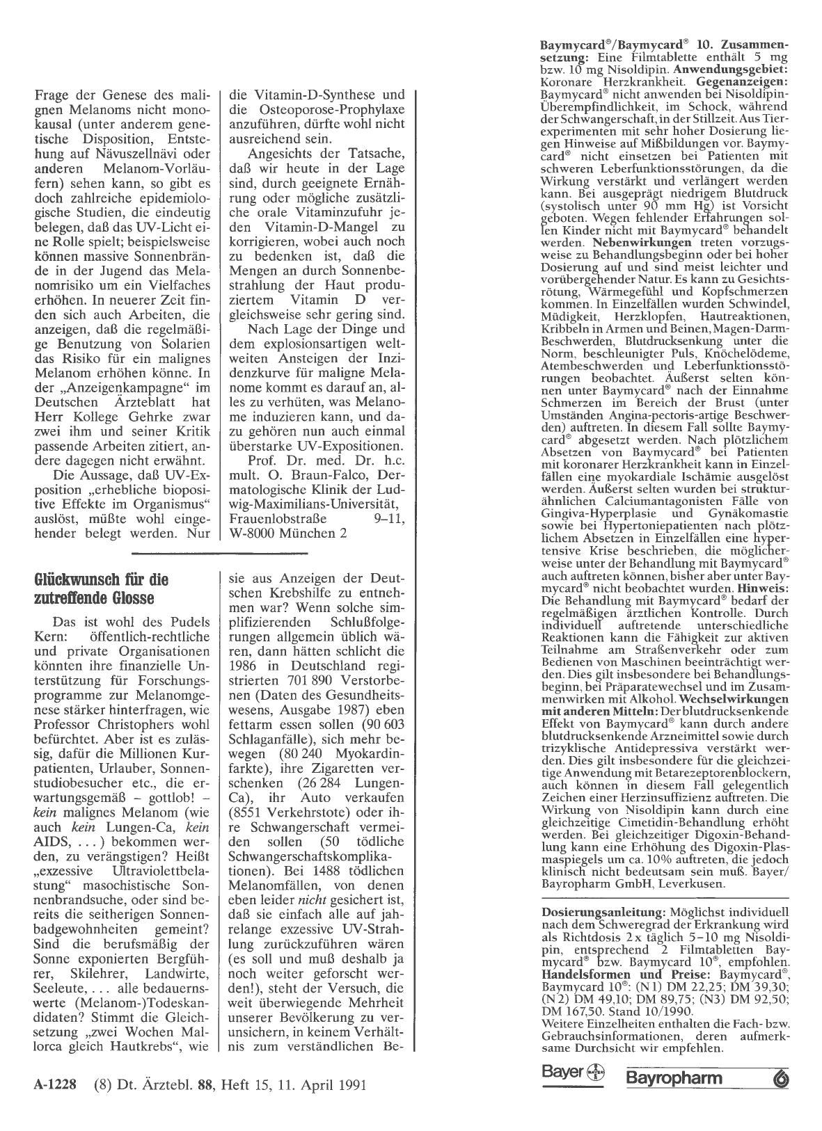 Vorschauseite 1: MELANOM: Glückwunsch für die zutreffende Glosse