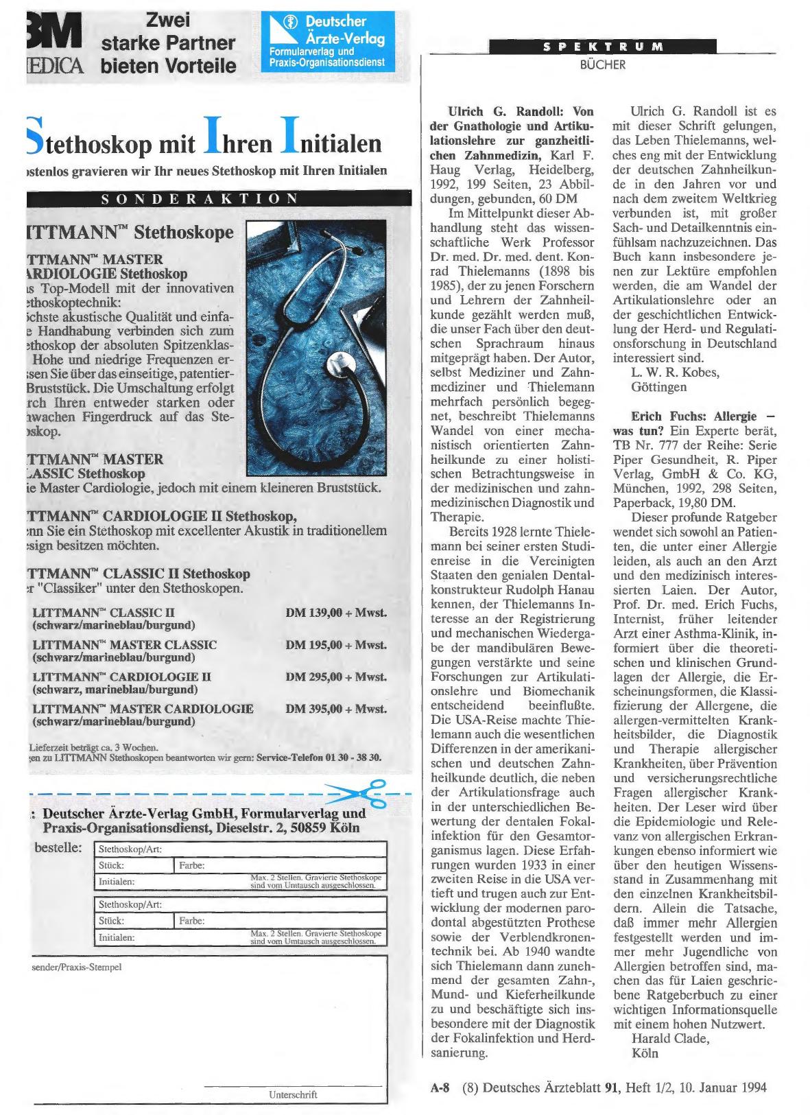 Vorschauseite 1: Ulrich G. Randoll: Von der Gnathologie und Artikulationslehre zur ganzheitli· eben Zahnmedizin
