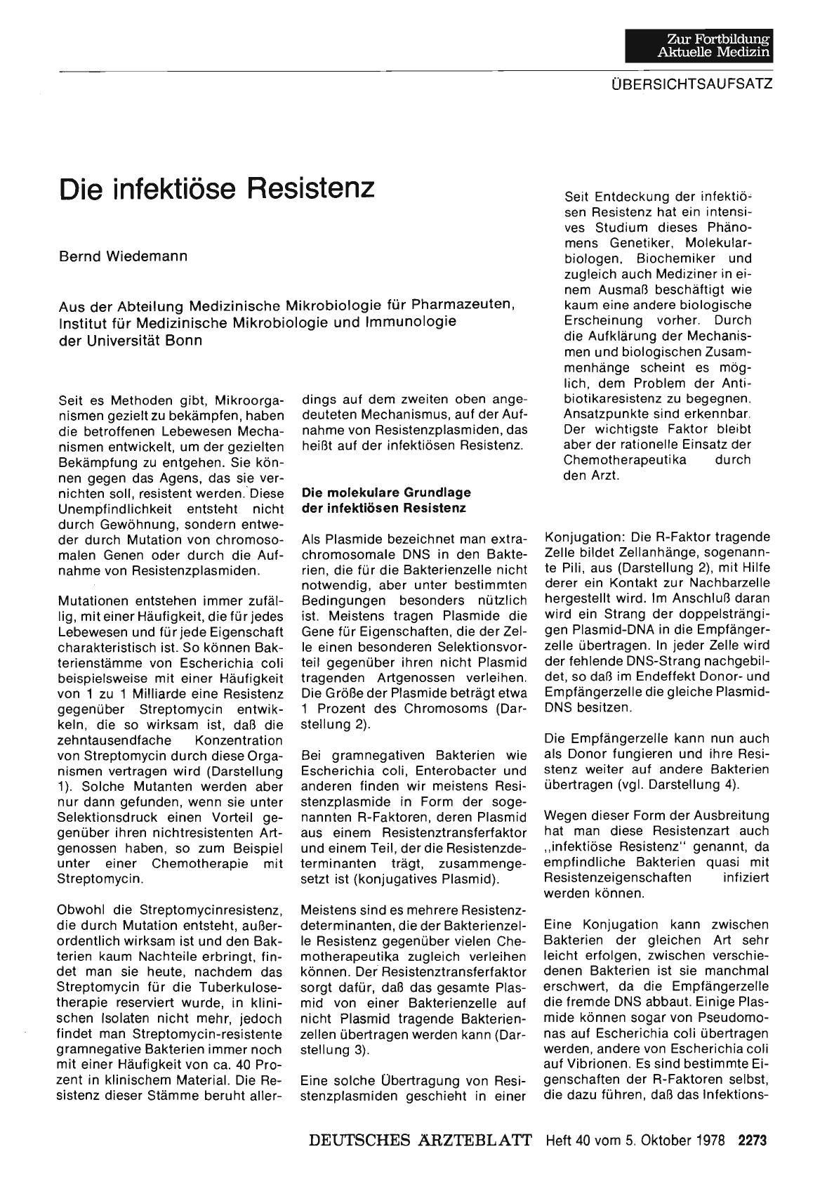 Vorschauseite 1: Die infektiöse Resistenz