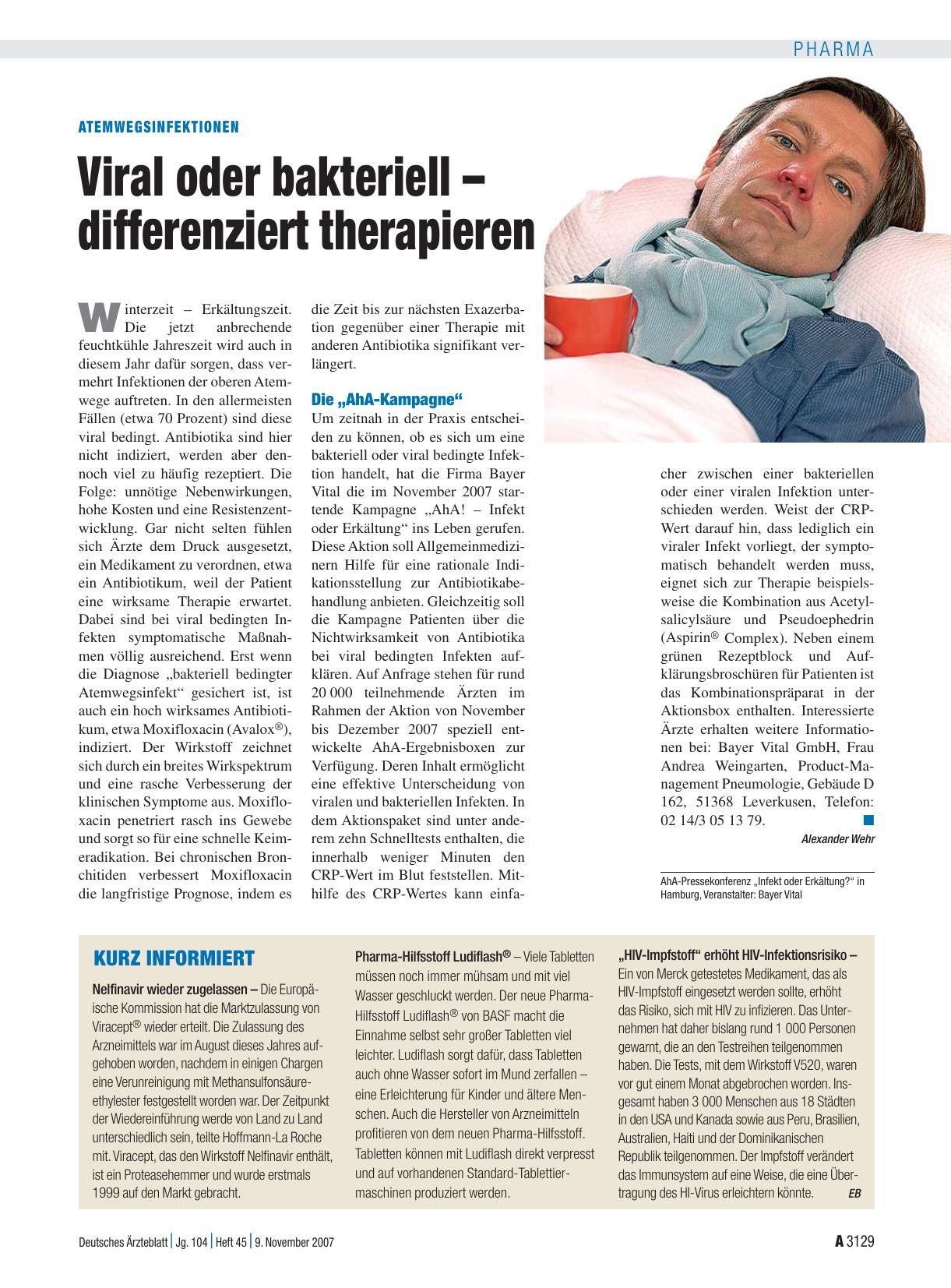 Vorschauseite 1: Atemwegsinfektionen: Viral oder bakteriell – differenziert therapieren
