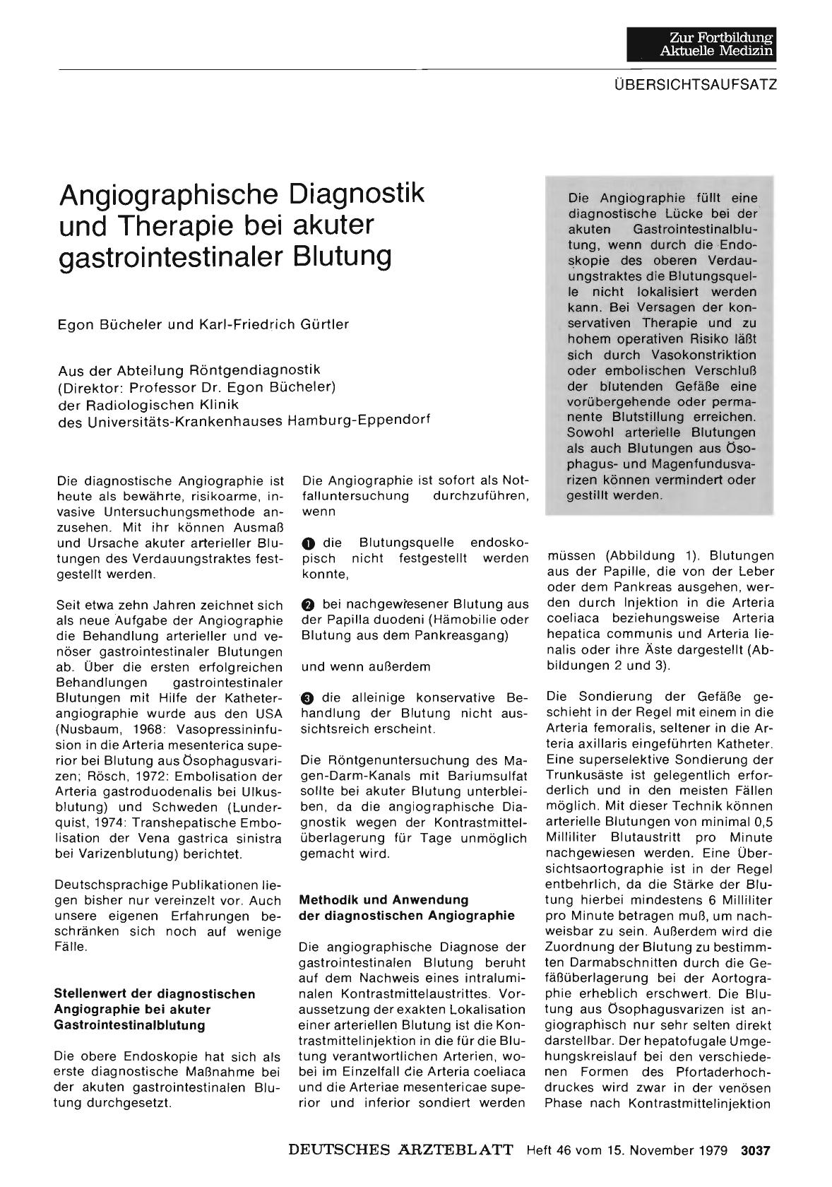 Vorschauseite 1: Angiographische Diagnostik und Therapie bei akuter gastrointestinaler Blutung