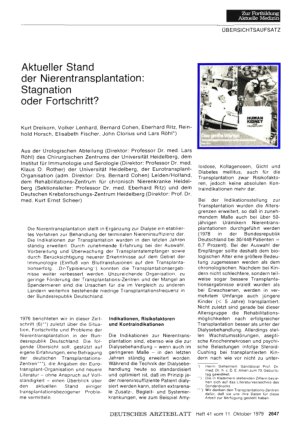 Vorschauseite 1: Aktueller Stand der Nierentransplantation: Stagnation oder Fortschritt?