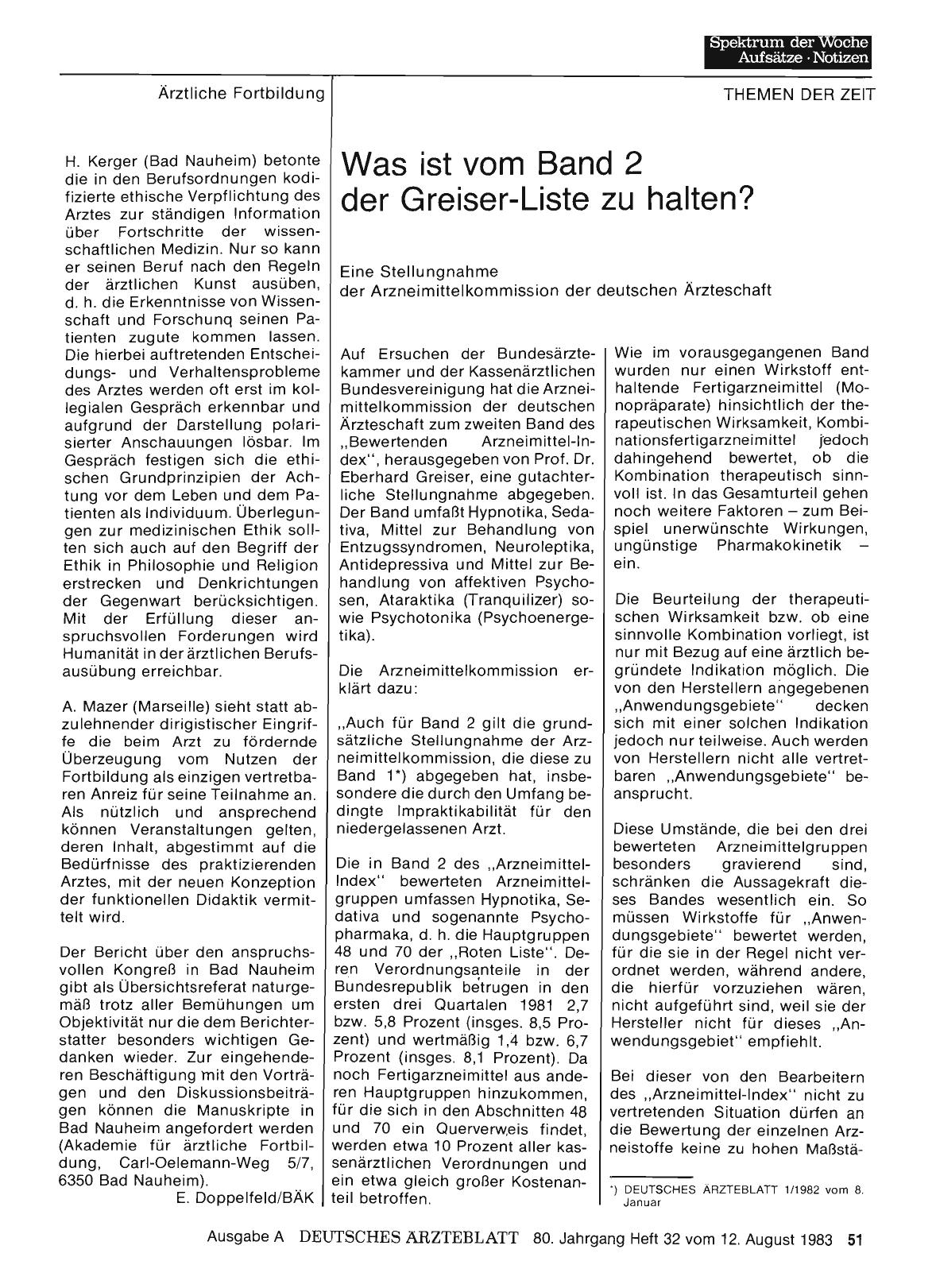Vorschauseite 1: Was ist vom Band 2 der Greiser-Liste zu halten?