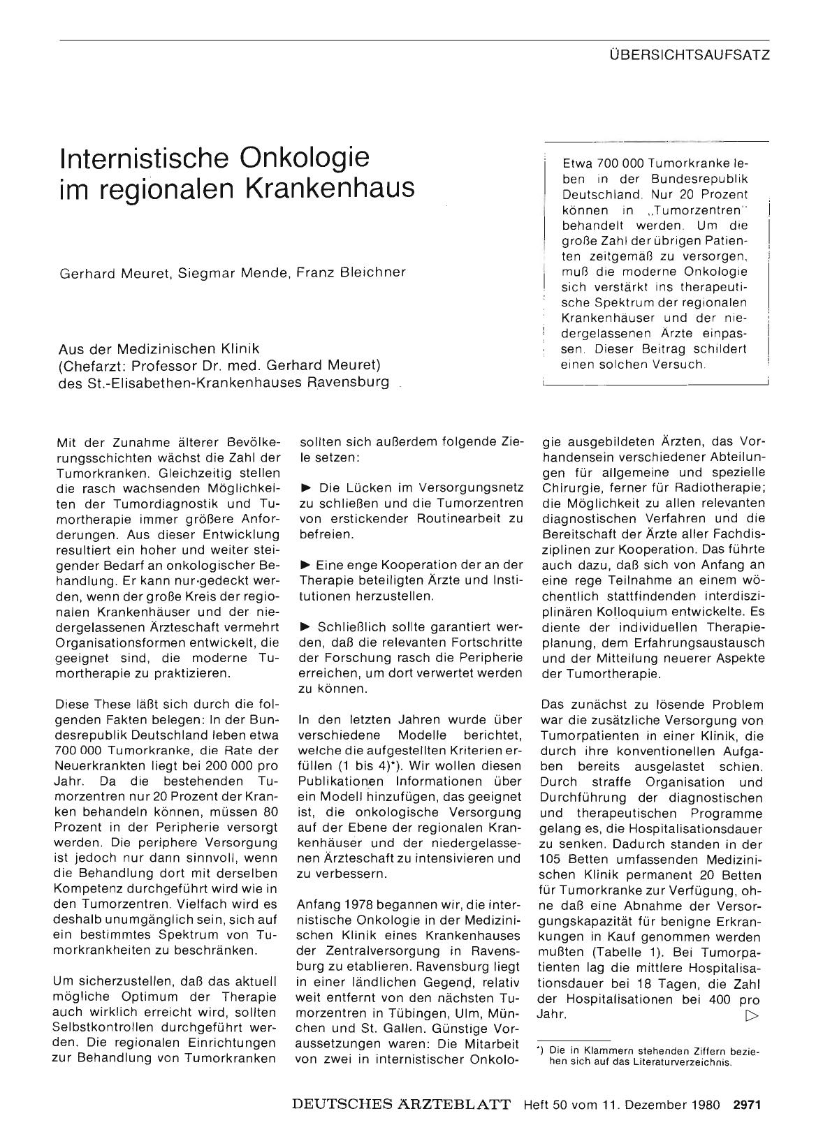 Vorschauseite 1: Internistische Onkologie im regionalen Krankenhaus
