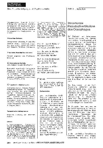 Vorschauseite 1: Intramurale Pseudodivertikulose des Oesophagus