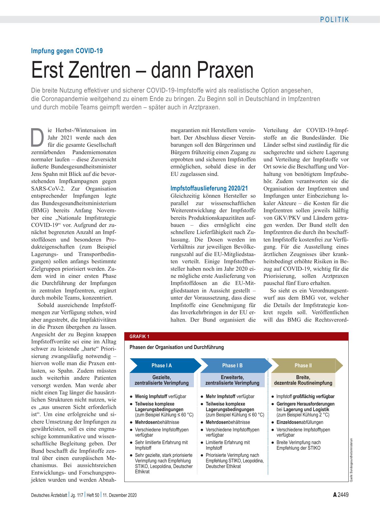 Vorschauseite 1: Impfung gegen COVID-19: Erst Zentren – dann Praxen