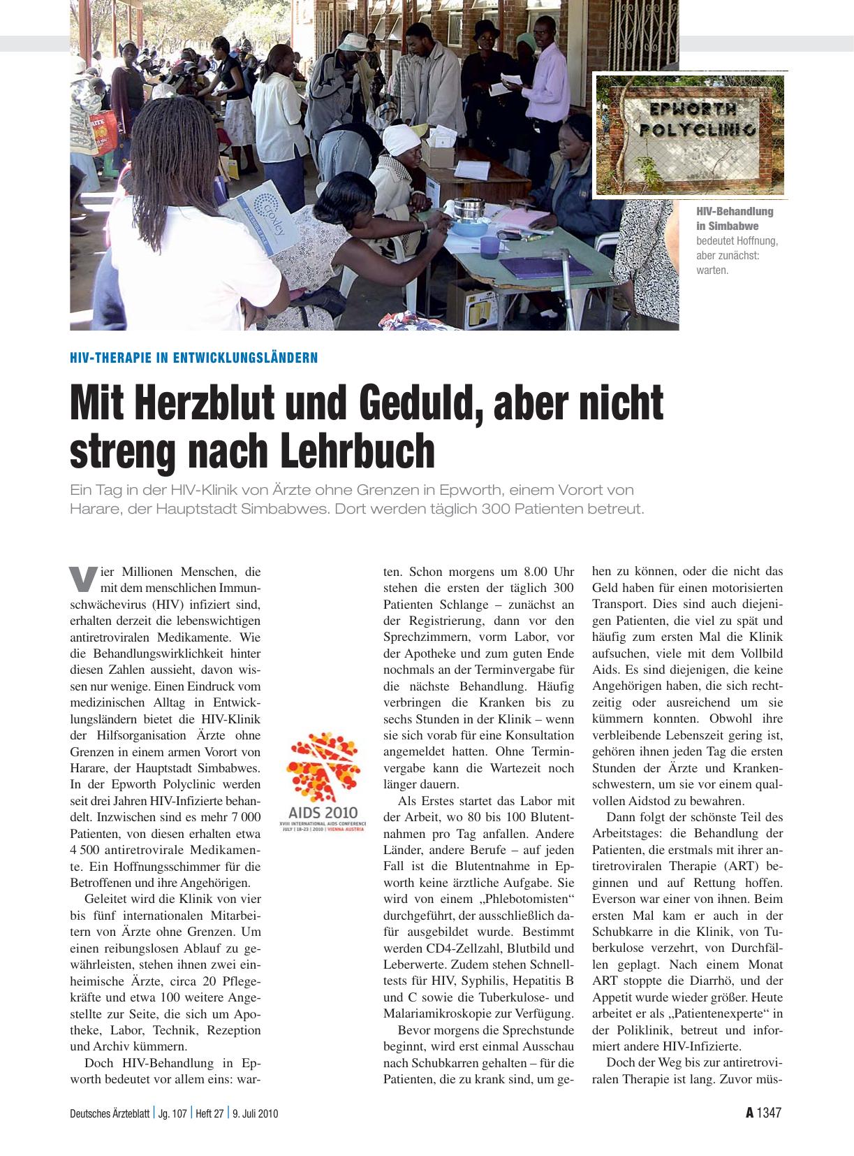Vorschauseite 1: HIV-Therapie in Entwicklungsländern: Mit Herzblut und Geduld, aber nicht streng nach Lehrbuch