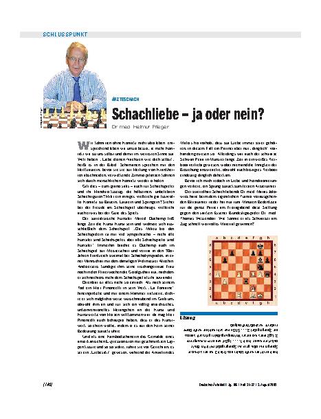 Vorschauseite 1: Ärzteschach: Schachliebe – ja oder nein?