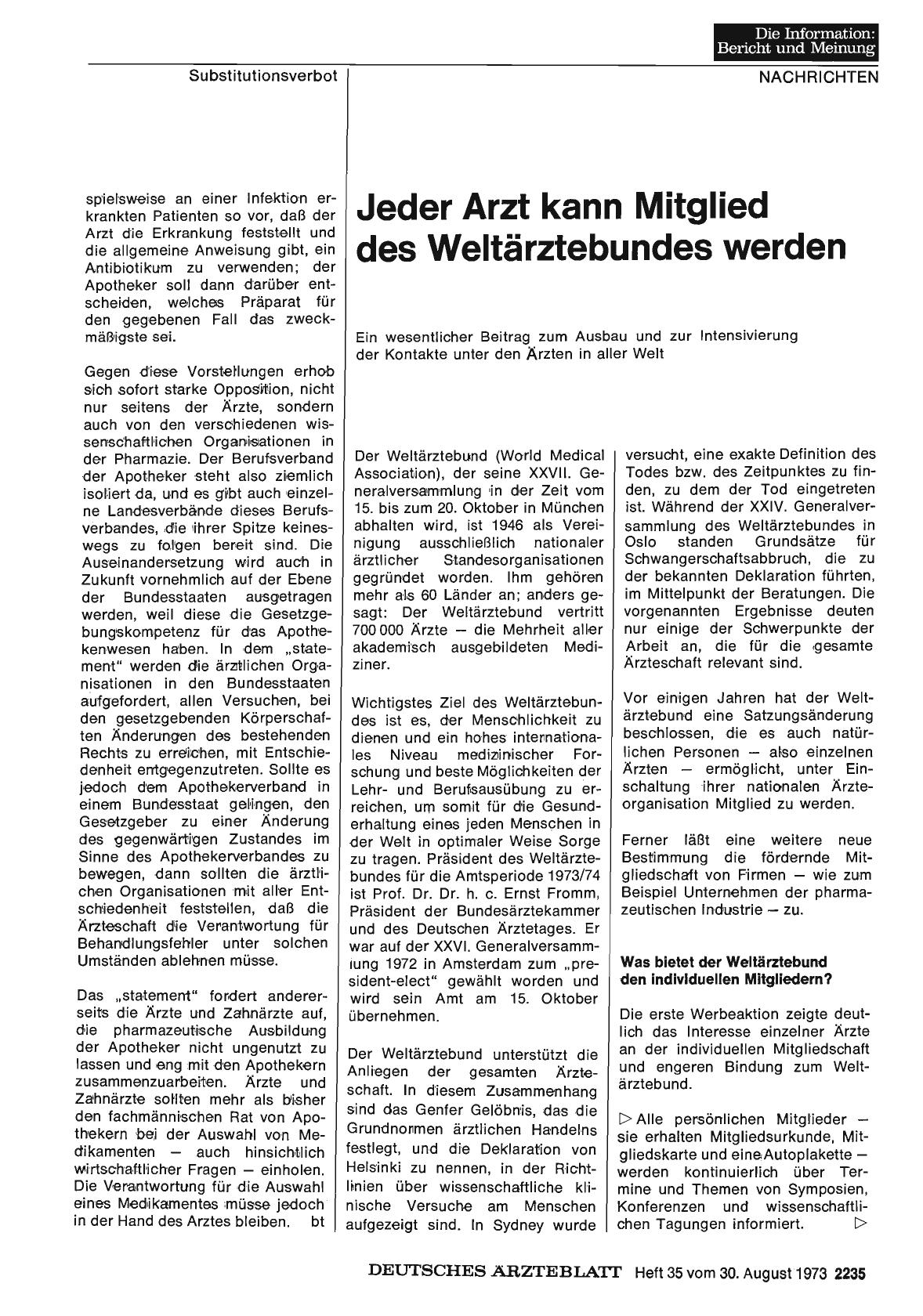 Vorschauseite 1: Jeder Arzt kann Mitglied des Weltärztebundes werden