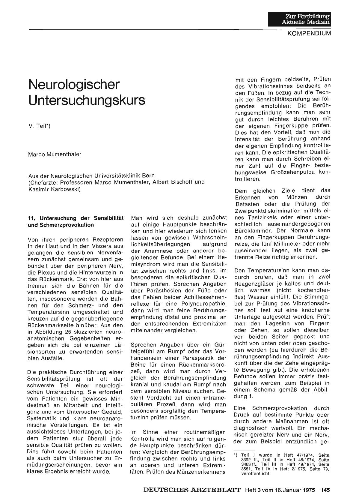 Vorschauseite 1: Neurologischer Untersuchungskurs V. Teil