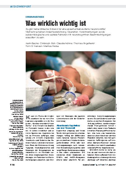 Vorschauseite 1: Kinderanästhesie: Was wirklich wichtig ist