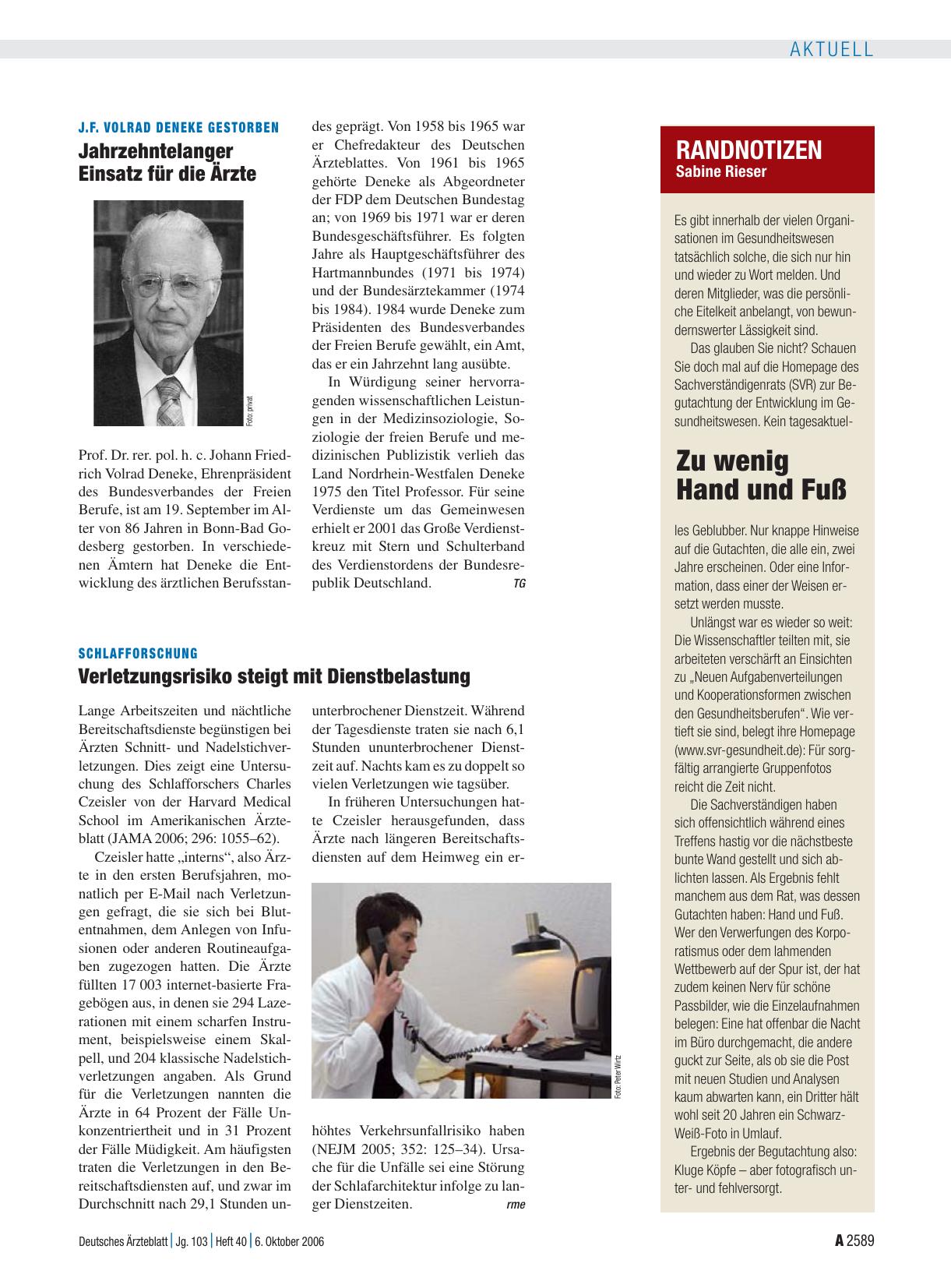 Vorschauseite 1: RANDNOTIZEN: Zu wenig Hand und Fuß