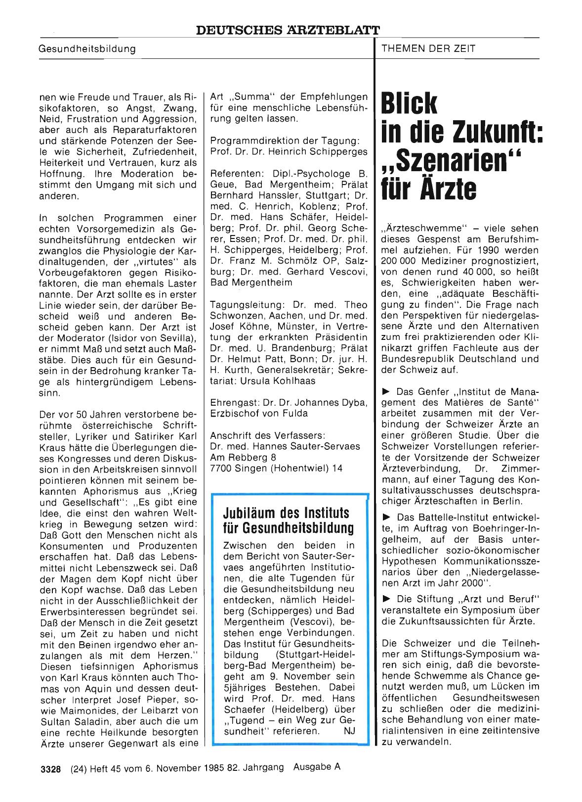 Vorschauseite 1: Jubiläum des Instituts für Gesundheitsbildung