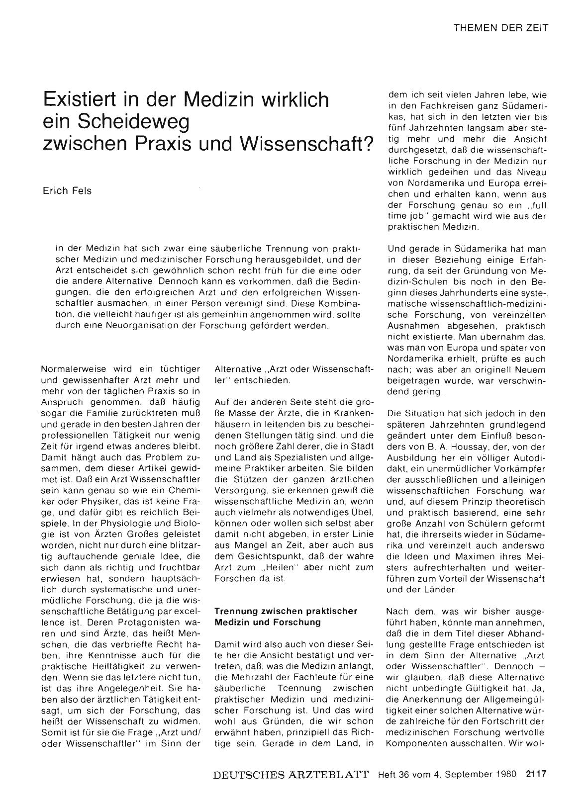 Vorschauseite 1: Existiert in der Medizin wirklich ein Scheideweg zwischen Praxis und Wissenschaft?
