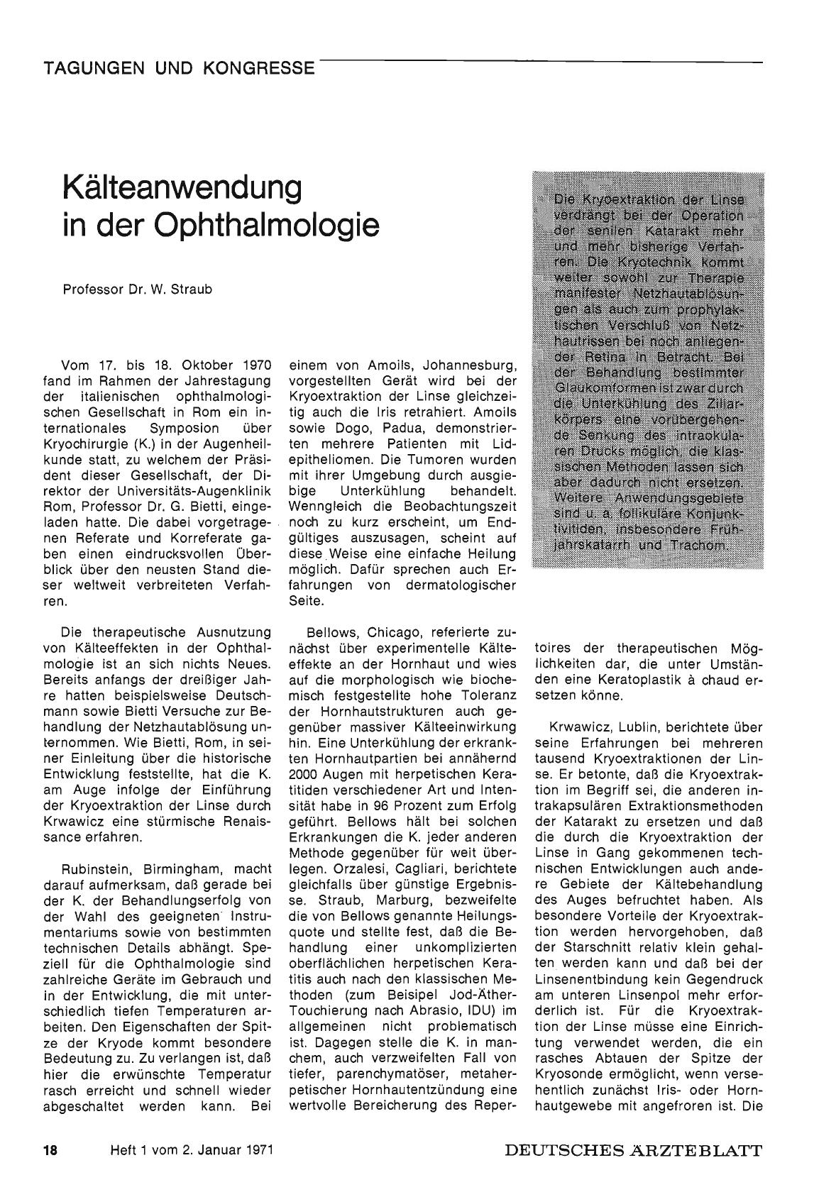 Vorschauseite 1: Kälteanwendung in der Ophthalmologie