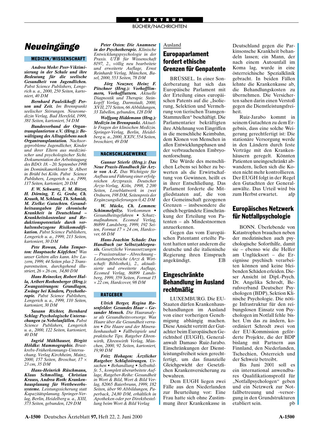 Vorschauseite 1: Europaparlament fordert ethische Grenzen für Genpatente