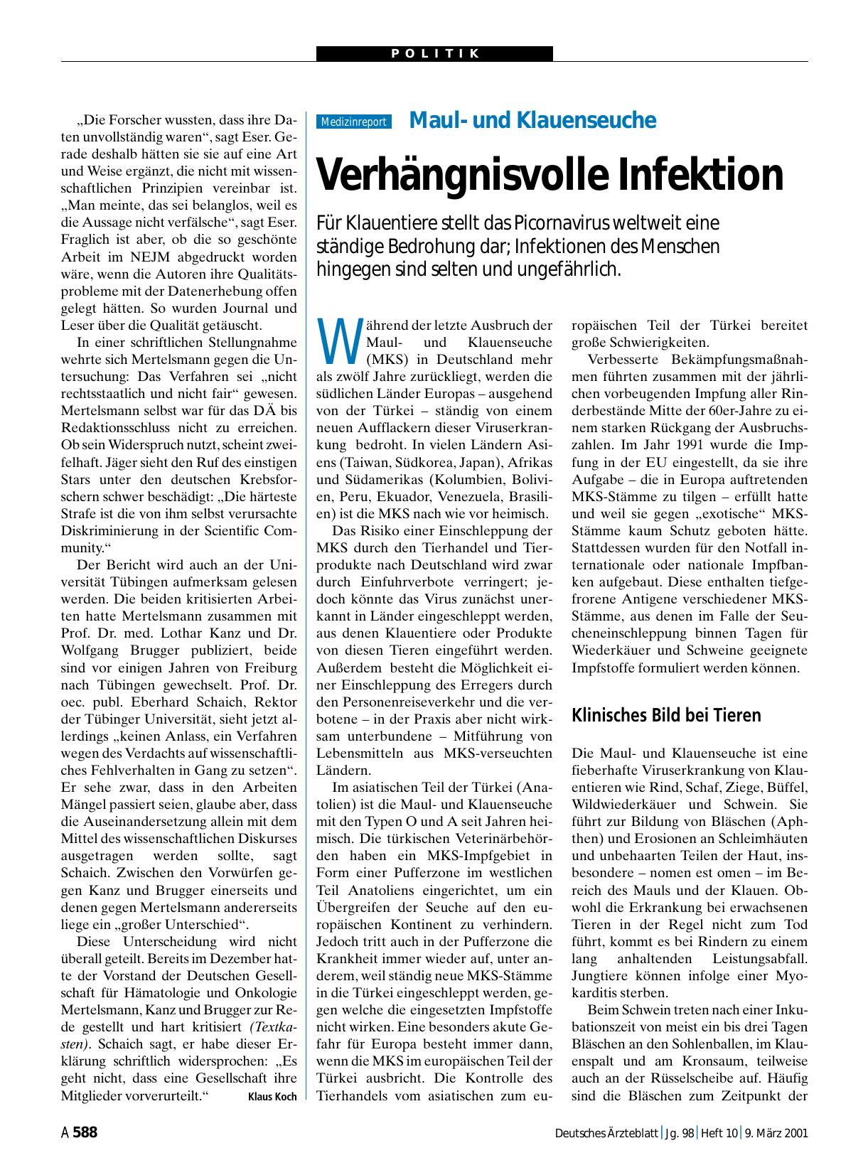 Vorschauseite 1: Maulund Klauenseuche: Verhängnisvolle Infektion