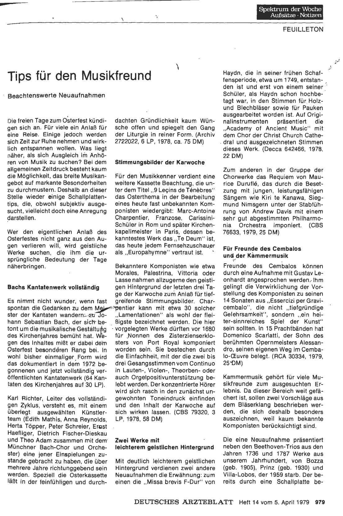 Vorschauseite 1: Tips für den Musikfreund