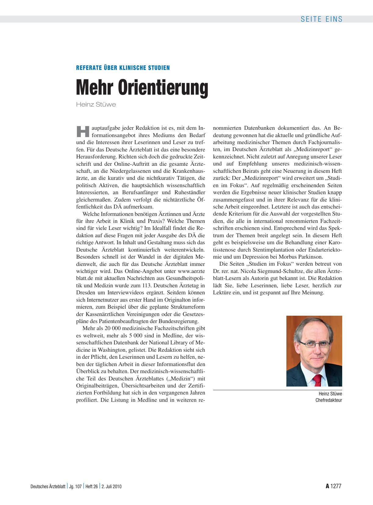 Vorschauseite 1: Referate über Klinische Studien: Mehr Orientierung