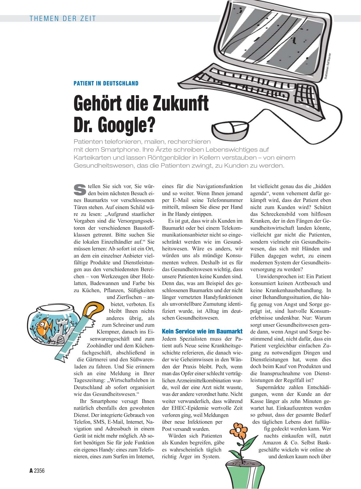 Vorschauseite 1: Patient in Deutschland: Gehört die Zukunft Dr. Google?