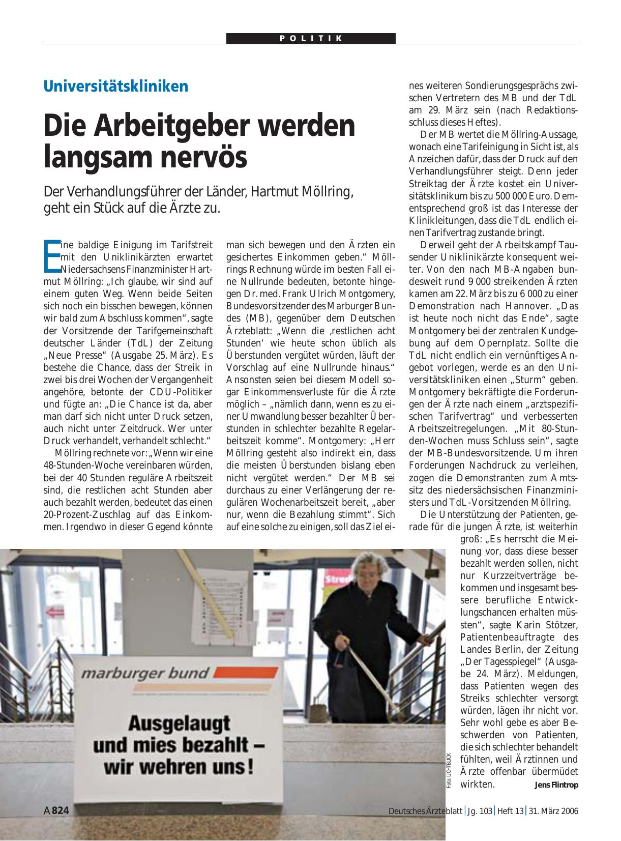 Vorschauseite 1: Universitätskliniken: Die Arbeitgeber werden langsam nervös