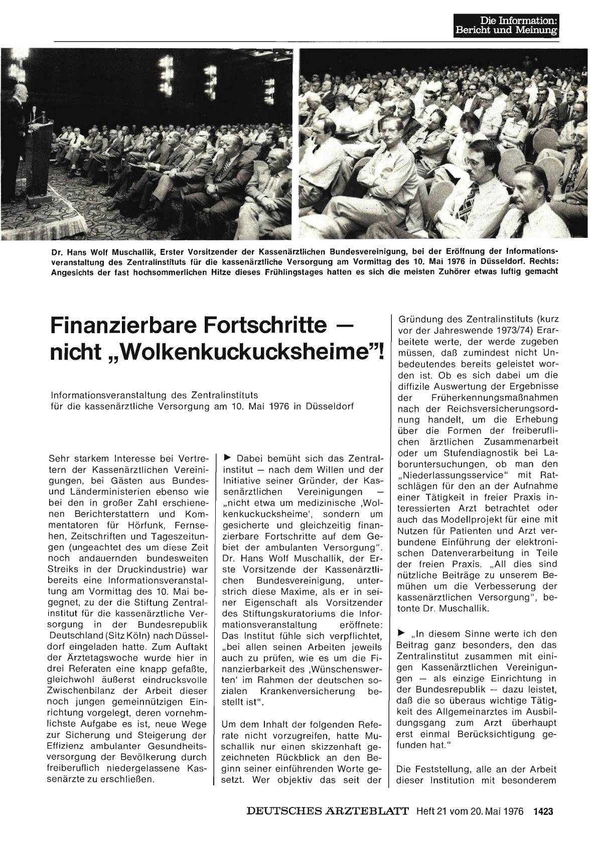 Vorschauseite 1: Finanzierbare Fortschritte - nicht „Wolkenkuckucksheime“!