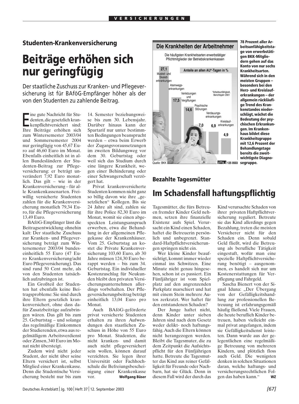 Vorschauseite 1: Studenten-Krankenversicherung: Beiträge erhöhen sich nur geringfügig